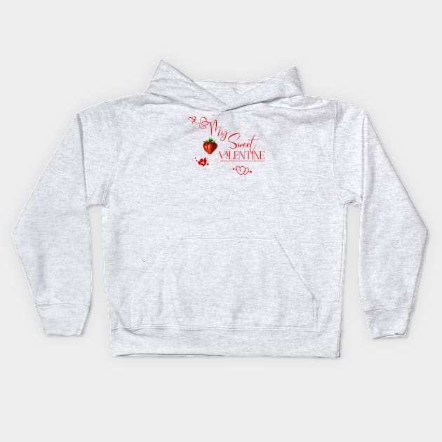 Sweet Valentine with Strawberry Fruit Kids Hoodie by Biophilia